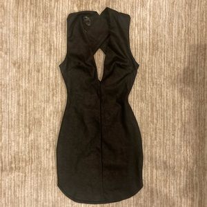 Revealing black bodycon dress with deep v neck |XS